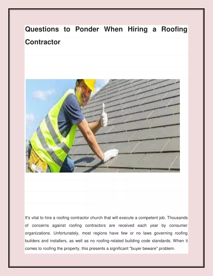 questions to ponder when hiring a roofing