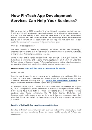 how fintech app development services can help