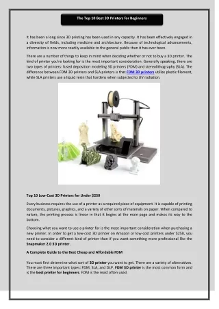 the top 10 best 3d printers for beginners