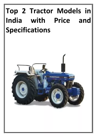 Top 2 Tractor Models in India with Price and Specifications