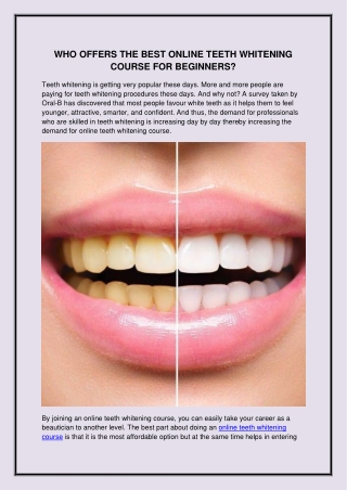 WHO OFFERS THE BEST ONLINE TEETH WHITENING COURSE?