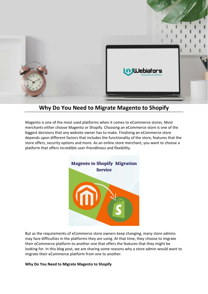 why do you need to migrate magento to shopify