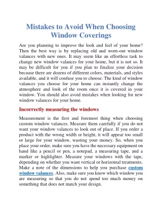 Mistakes to avoid when choosing window coverings
