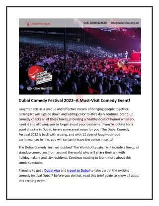 Dubai comedy festival 2022 - A Must-Visit Comedy Event!