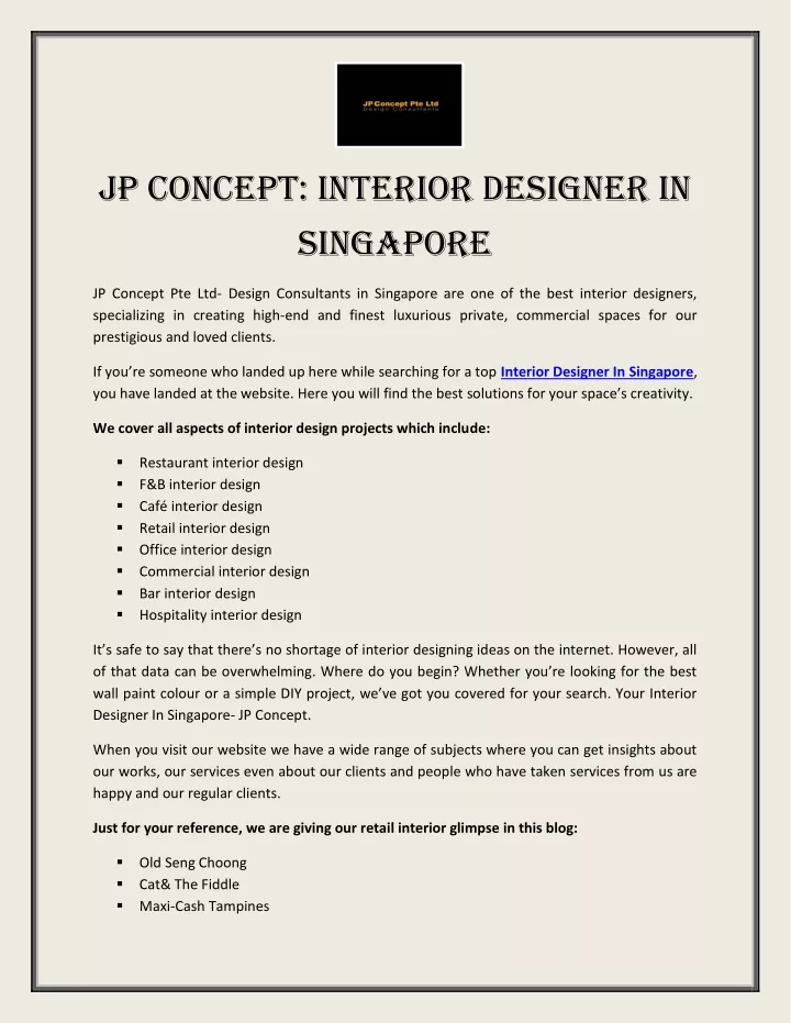 jp concept interior designer in singapore