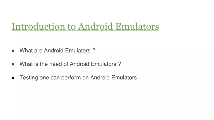 introduction to android emulators