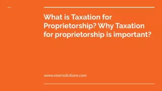 What is Taxation for Proprietorship?