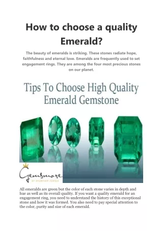 How to choose a quality Emerald?