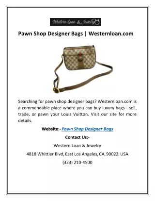 Pawn Shop Designer Bags | Westernloan.com