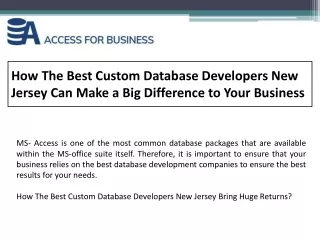 How The Best Custom Database Developers New Jersey Can Make a Big Difference to Your Business