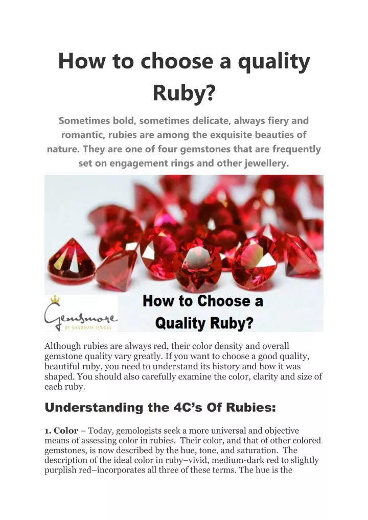 how to choose a quality ruby