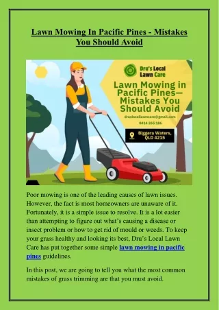 Lawn Mowing In Pacific Pines - Mistakes You Should Avoid