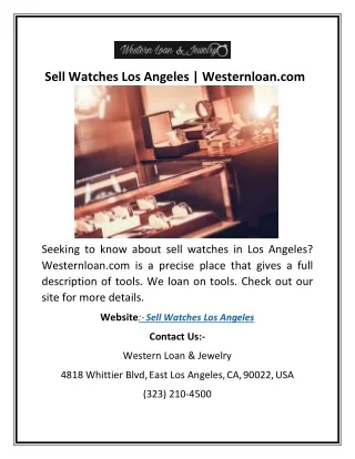 Sell Watches Los Angeles | Westernloan.com