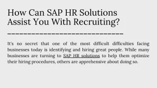 How Can SAP HR Solutions Assist You With Recruiting?