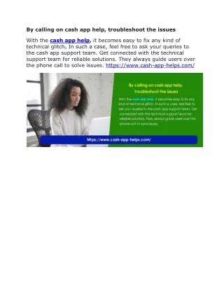 by calling on cash app help troubleshoot