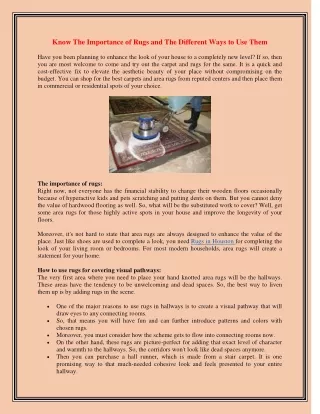 know the importance of rugs and the different