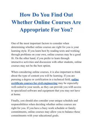 How Do You Find Out Whether Online Courses Are Appropriate For You?