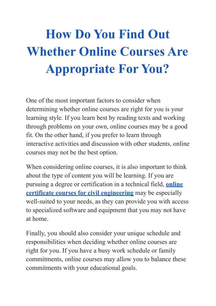 how do you find out whether online courses