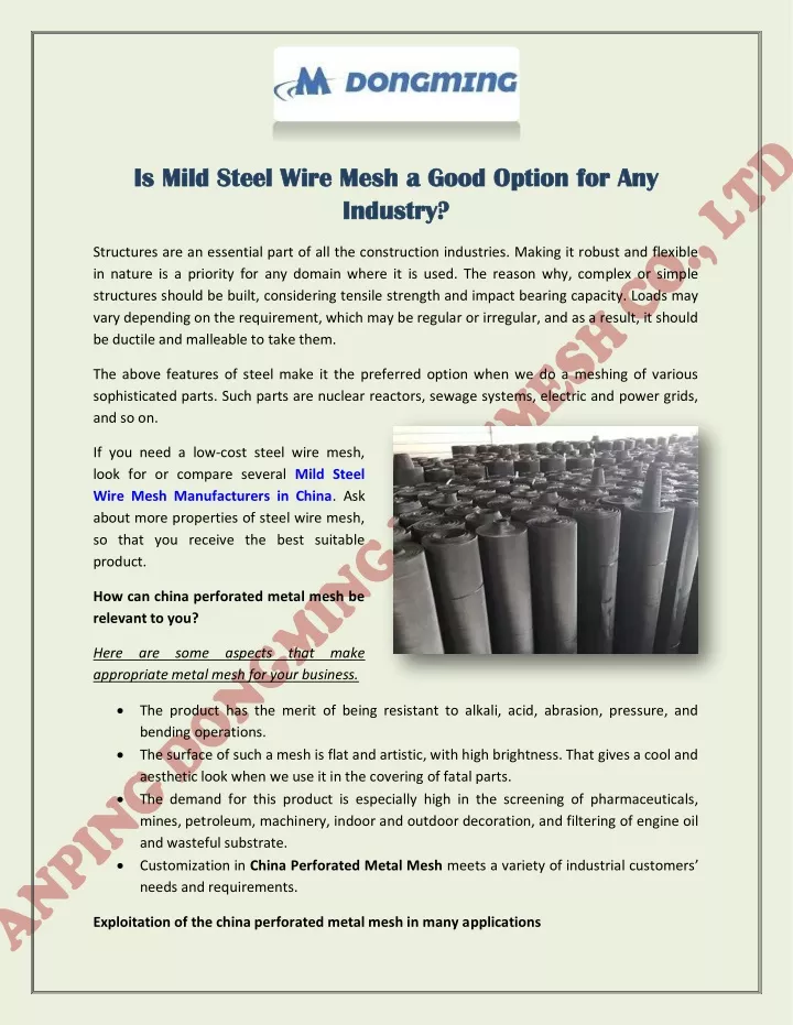 is mild steel wire mesh a good option