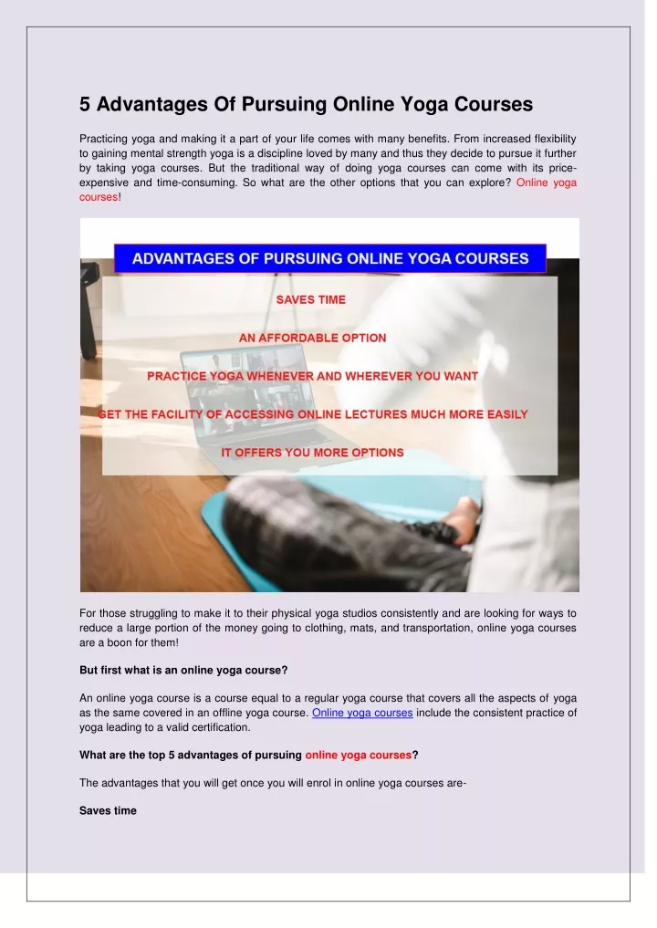 5 advantages of pursuing online yoga courses