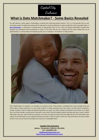 What is Date Matchmaker Some Basics Revealed