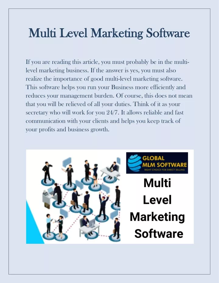 multi level marketing software multi level