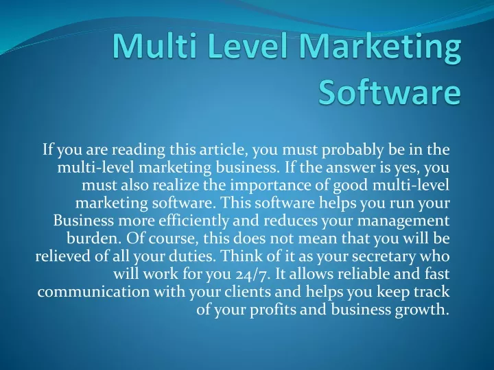 multi level marketing software