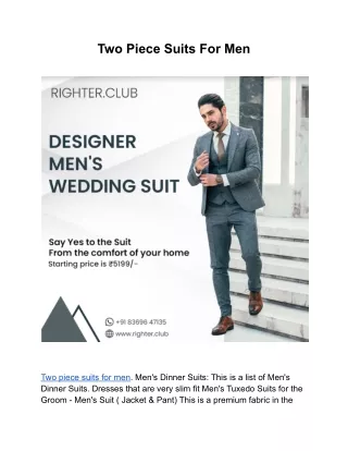 Two Piece Suits For Men