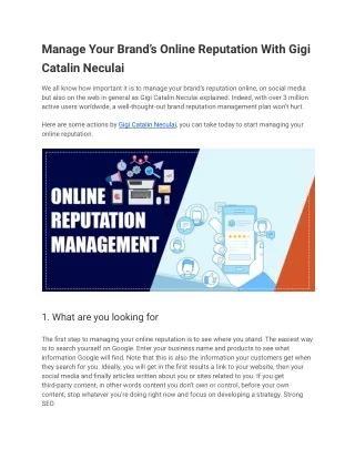 Brand’s Online Reputation
