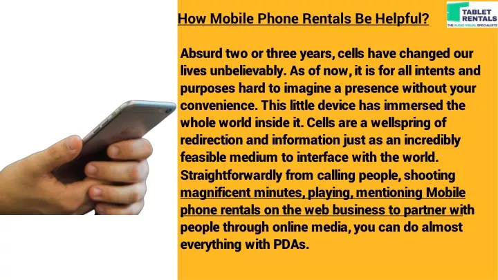 how mobile phone rentals be helpful