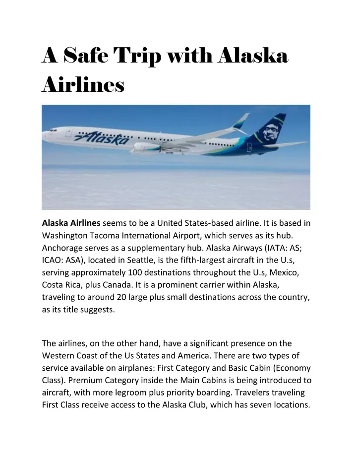 a safe trip with alaska airlines