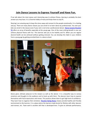 Join Dance Lessons to Express Yourself and Have Fun danceez.com