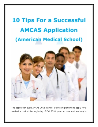 10 Tips For a Successful AMCAS Application (American Medical School)
