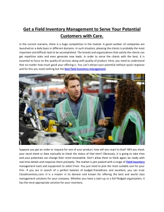 Get a Field Inventory Management to Serve Your Potential Customers with Care Cloudinventory.com
