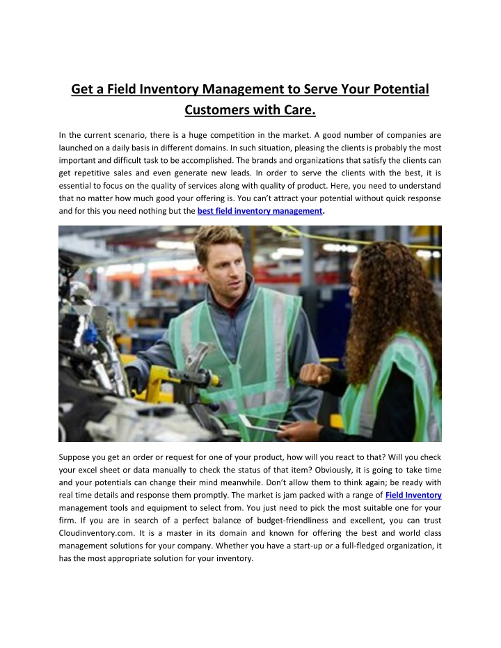 get a field inventory management to serve your