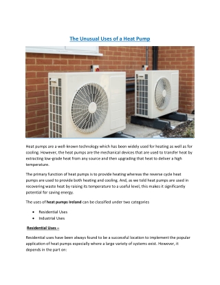 the unusual uses of a heat pump