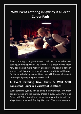 Why Event Catering in Sydney is a Great Career Path