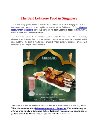 The Best Lebanese Food in Singapore