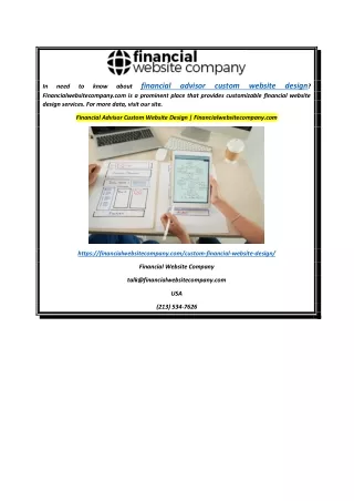 Financial Advisor Custom Website Design  Financialwebsitecompany.com