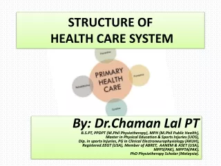 STRUCTURE OF HEALTH CARE SYSTEM BY DR CHAMAN LAL PT