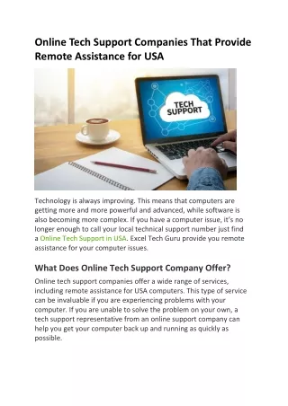 Online Tech Support Companies