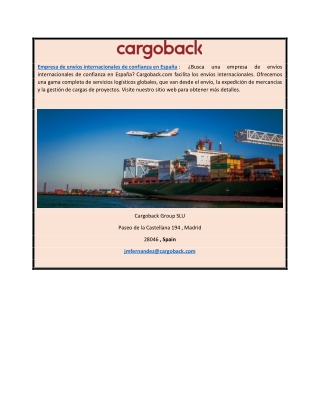 Empresa de envíos internacionales de confianza en España | Cargoback.com