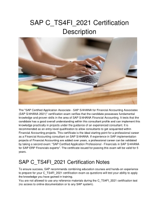 sap c ts4fi 2021 certification description