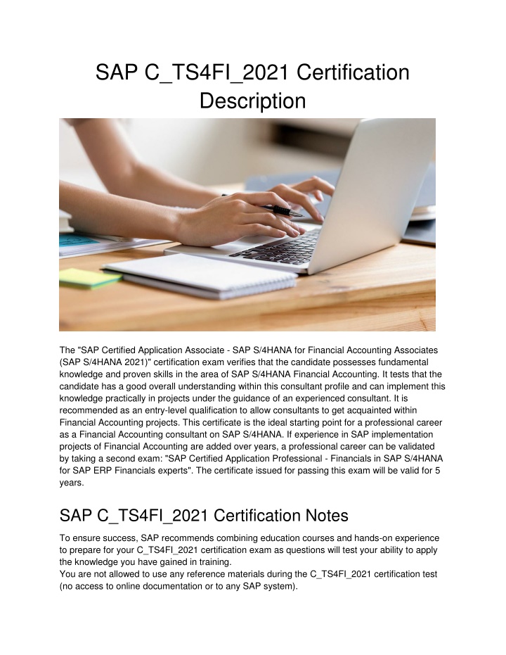 sap c ts4fi 2021 certification description