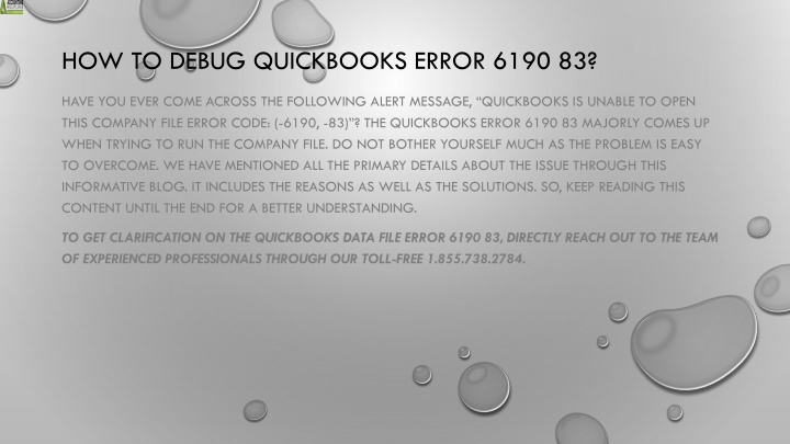 how to debug quickbooks error 6190 83