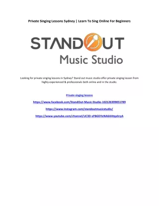 Private Singing Lessons Sydney Standoutmusicstudio