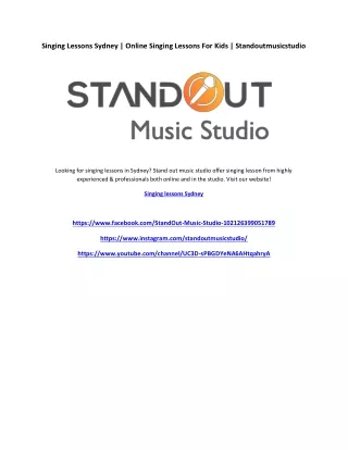 Singing Lessons Sydney Standoutmusicstudio