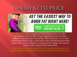 Oprah Keto Price