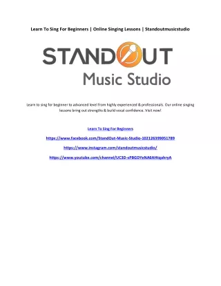 Learn To Sing For Beginners Standoutmusicstudio
