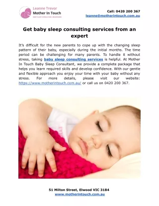Get baby sleep consulting services from an expert